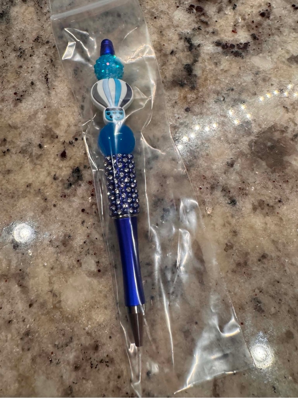 Hand Crafted Blue Beaded Decorative Ballpoint Pen